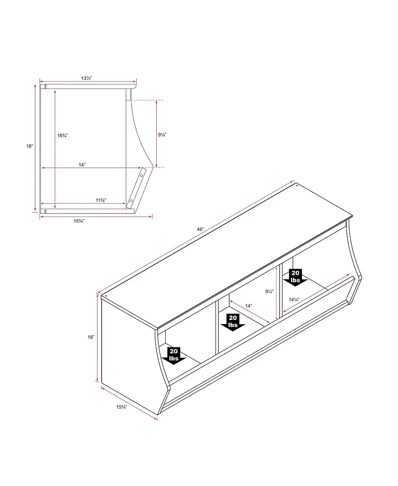 Prepac Monterey Stackable 3-Bin Storage Cubbie