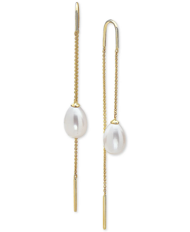 Effy Cultured Freshwater Pearl (10 x 7mm) Threader Earrings in 14k Gold