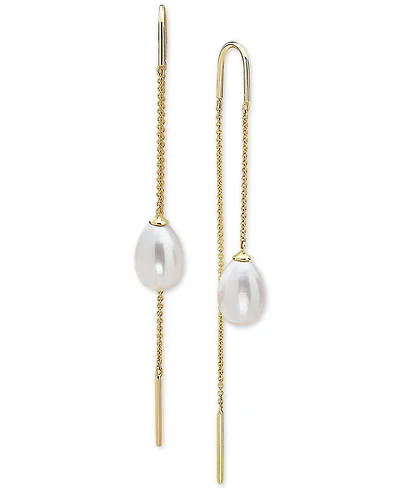 Effy Cultured Freshwater Pearl (10 x 7mm) Threader Earrings in 14k Gold