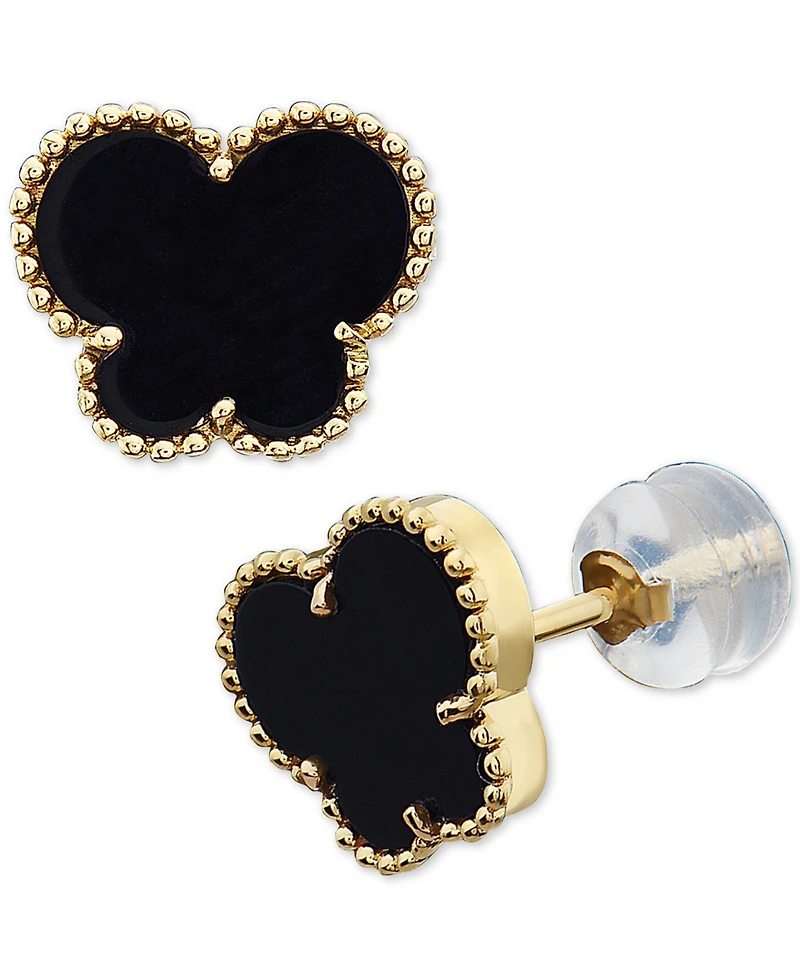 Effy Onyx (9 x 7 mm) Butterfly Stud Earrings in 14k Gold