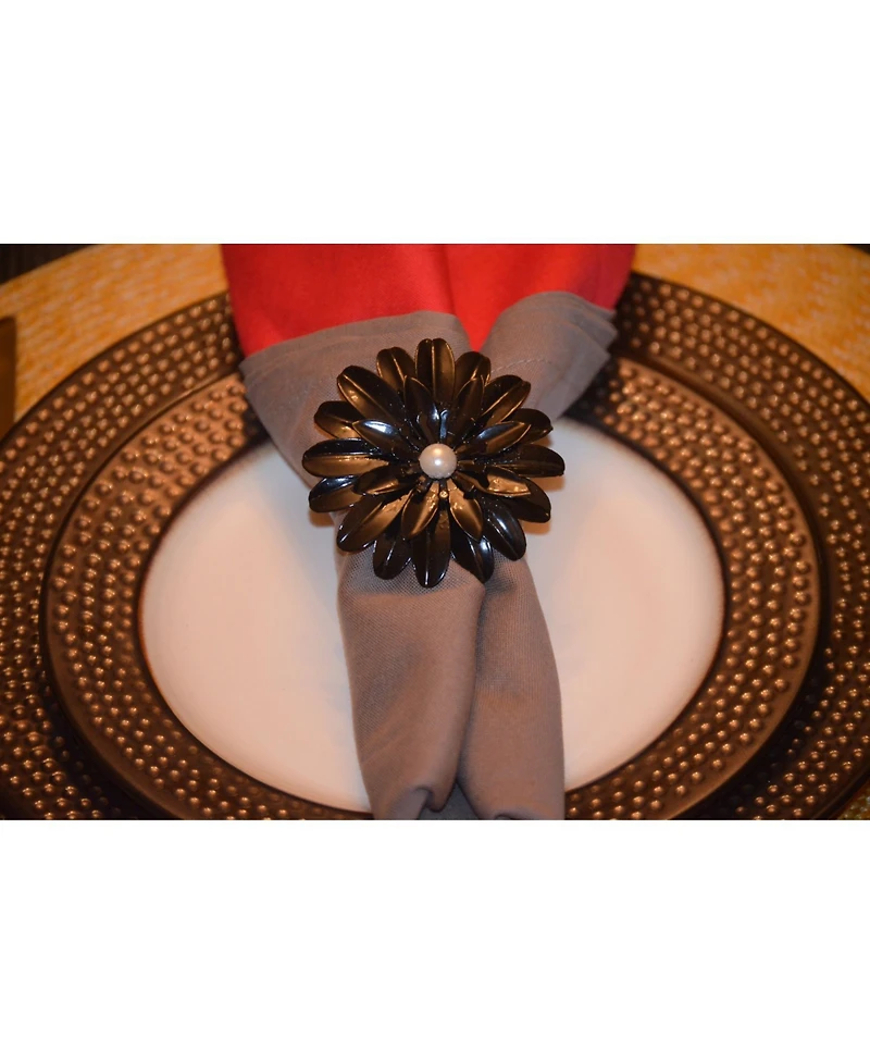 Vibhsa Black Pearl Flower Napkin Ring