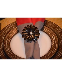 Vibhsa Black Pearl Flower Napkin Ring