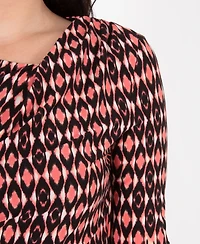 Ny Collection Printed Draped Shift Dress