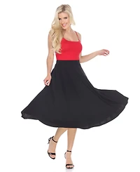 White Mark Flared Midi Skirt with Pockets