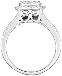 TruMiracle Diamond Round Halo Cluster Engagement Ring (1 ct. t.w.) in 10k White Gold