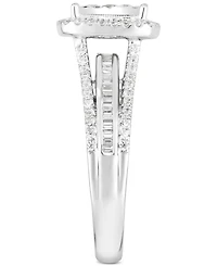 TruMiracle Diamond Princess Shaped Halo Cluster Engagement Ring (1 ct. t.w.) in 10k White Gold