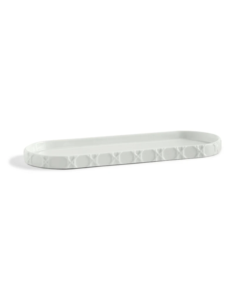 Cassadecor Embossed Wicker Design Porcelain Tray