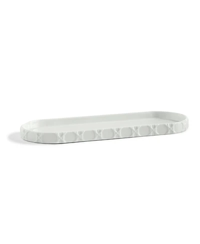 Cassadecor Embossed Wicker Design Porcelain Tray