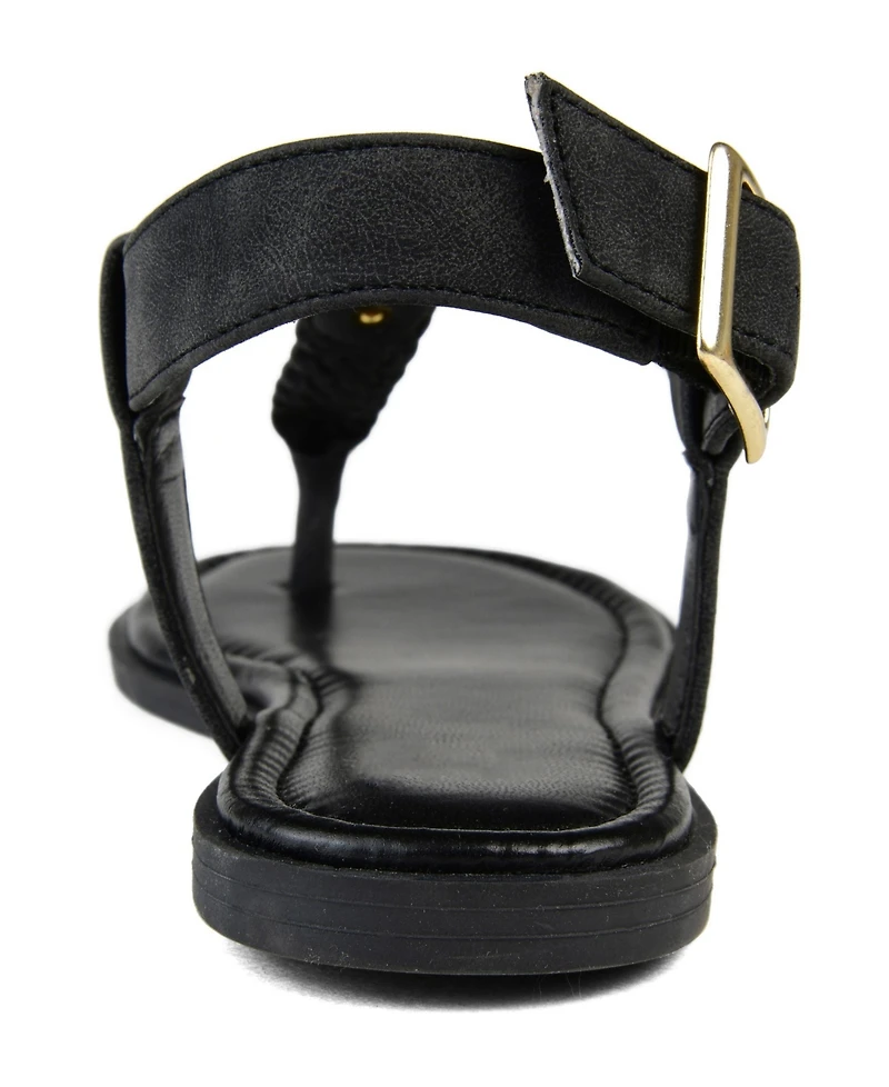 Journee Collection Women's Genevive Braided T-Strap Flat Sandals