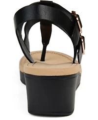 Journee Collection Women's Bianca Double Buckle Platform Wedge Sandals