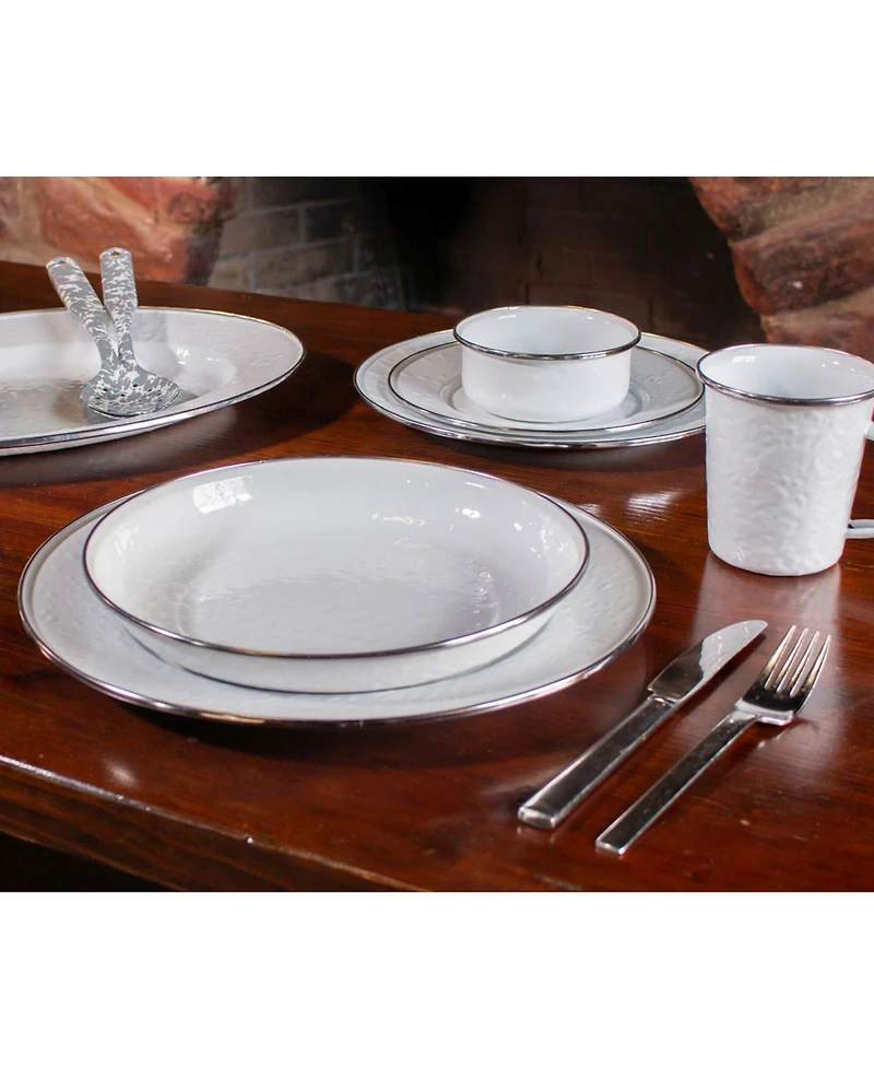 Golden Rabbit Solid White Enamelware Collection 16" x 12" Oval Platter