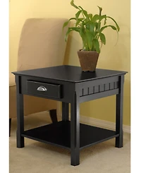 Timber End Table with One Drawer and Shelf