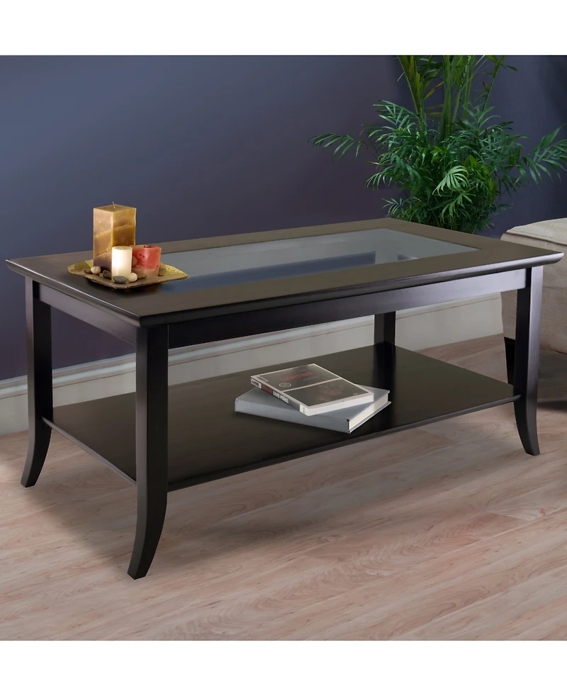 Genoa Rectangular Coffee Table with Glass Top and Shelf