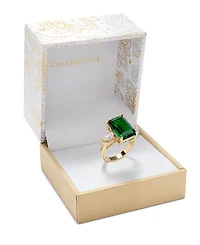 Charter Club Emerald Cut Crystal Ring Silver Plate, Gold or Rose Created for Macy's
