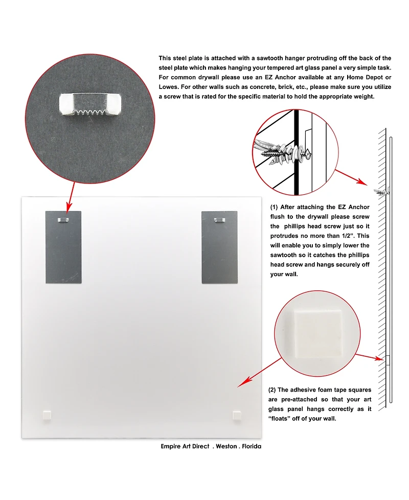 Empire Art Direct Frameless Free Floating Tempered Glass Panel Graphic Wall Art - 40" x 40''
