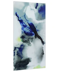 Empire Art Direct 'Blue Splash' Frameless Free Floating Tempered Art Glass Wall Art - 72" x 36''