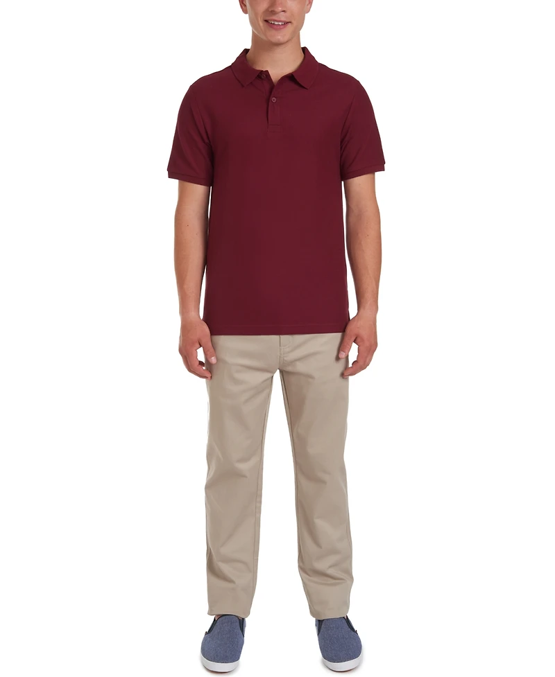 Nautica Young Men Uniform Short Sleeve Double Pique Polo