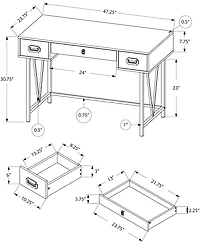 Monarch Specialties Wood Grain 48"L Computer Desk in Taupe