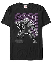 Marvel Men's Black Panther Purple Geometric Shapes Short Sleeve T-Shirt