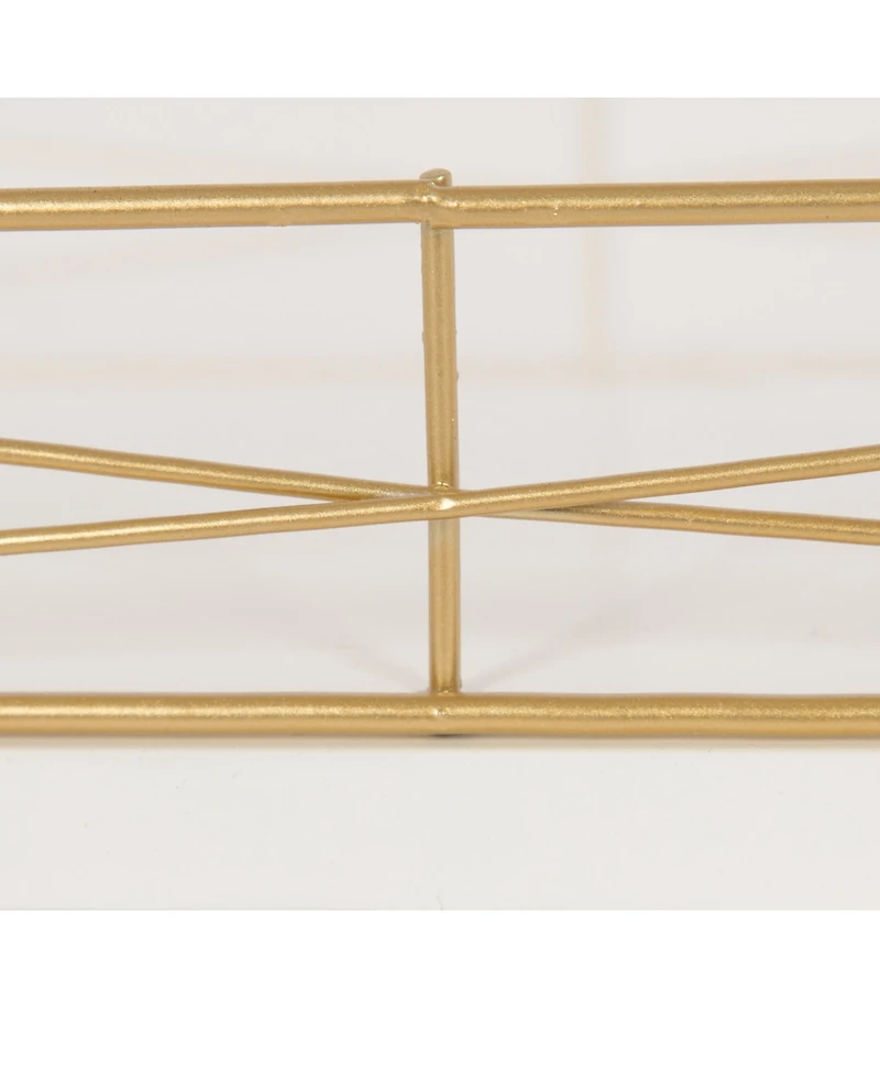 Kate and Laurel Mendel Rectangle Tray with Decorative Metal Rim - 12" x 16.5"