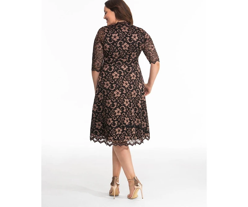 Kiyonna Plus Mon Cherie Floral Lace Cocktail Dress