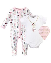 Little Treasure Baby Girls Babys Comfort Play Sleep Set Bodysuit Bib Duo