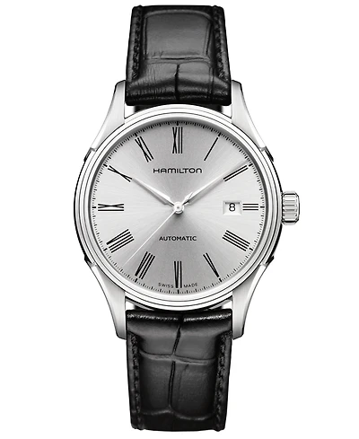 Hamilton Men's Swiss Automatic Valiant Black Leather Strap Watch 40mm H39515754