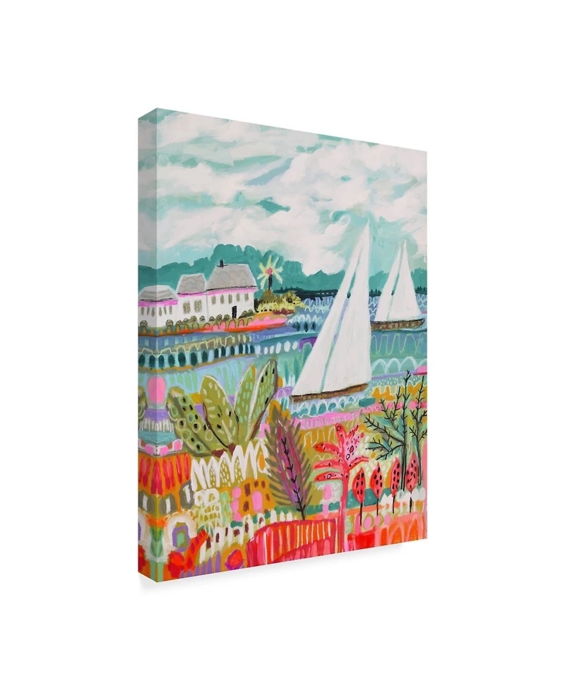 Karen Fields Two Sailboats and Cottage Ii Canvas Art - 20" x 25"