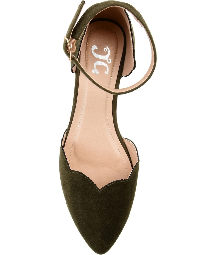 Journee Collection Women's Lana Scalloped Edge Ankle Strap Flats