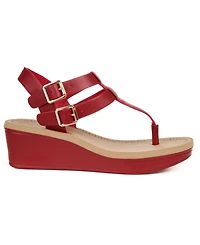 Journee Collection Women's Bianca Double Buckle Platform Wedge Sandals