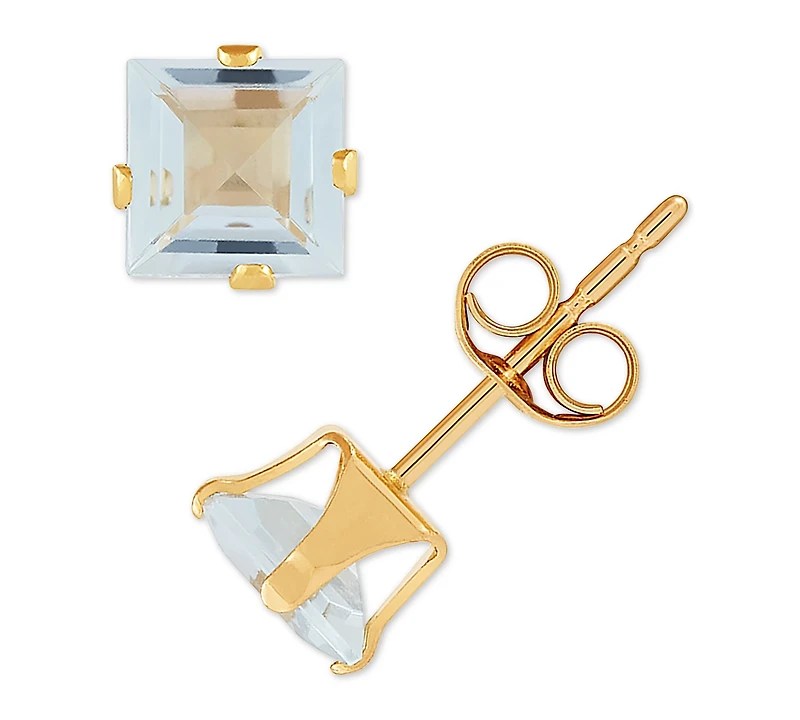 Aquamarine Square Stud Earrings (1 ct. t.w.) in 14k Gold