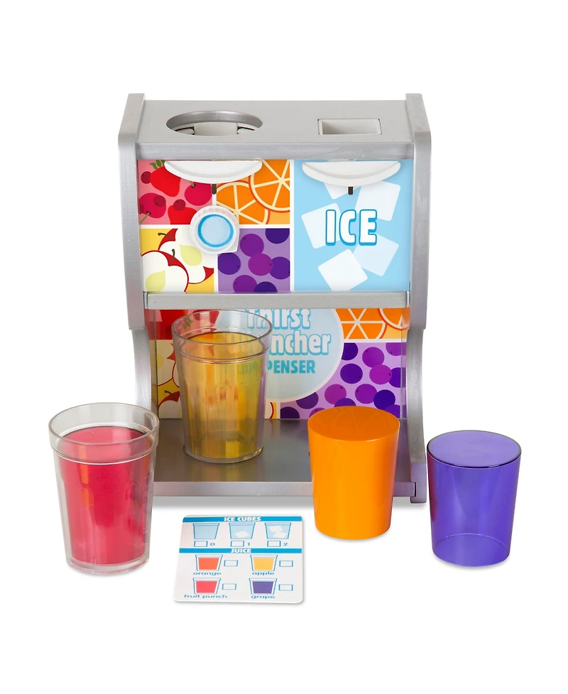Melissa & Doug Wooden Thirst Quencher Drink Dispenser with Cups, Juice Inserts, Ice Cubes