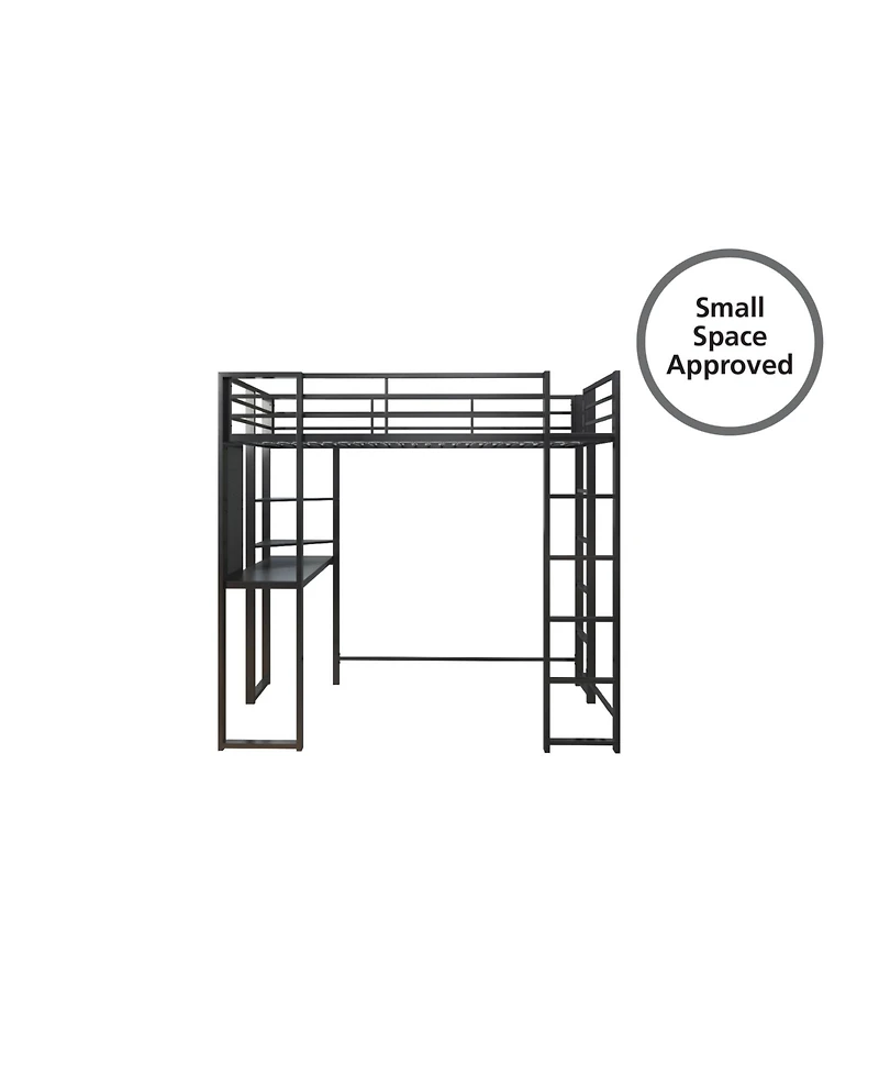 EveryRoom Alix Twin Metal Loft Bed with Desk