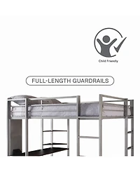 EveryRoom Alix Twin Metal Loft Bed with Desk
