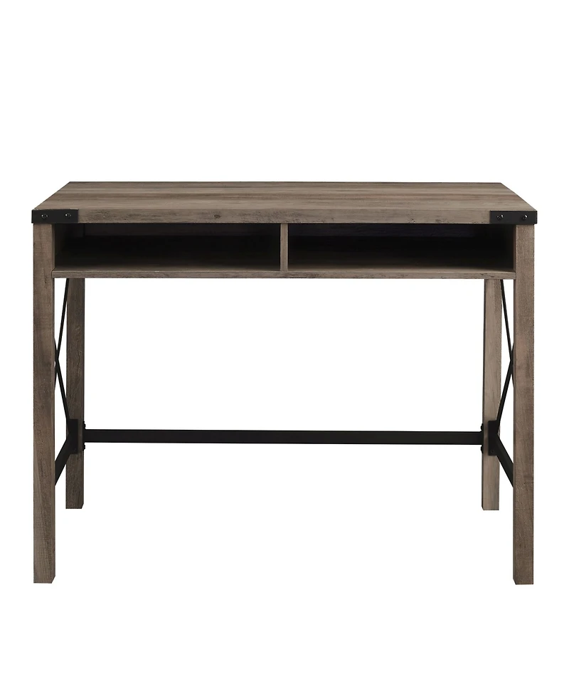 Walker Edison Farmhouse Metal and Wood Desk
