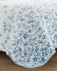 Laura Ashley Flora Cotton Reversible Piece Quilt Set