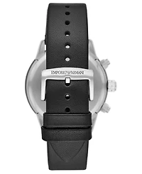 Emporio Armani Men's Chronograph Black Leather Strap Watch 43mm