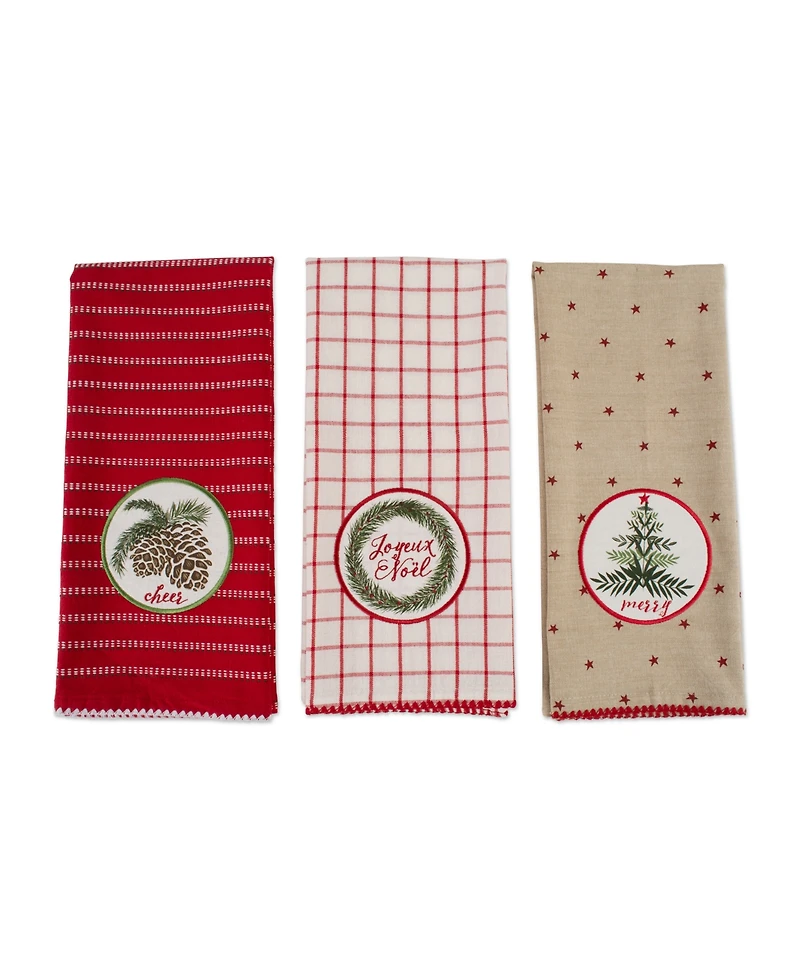 Design Imports Assorted Noel Embellished Dishtowel Set
