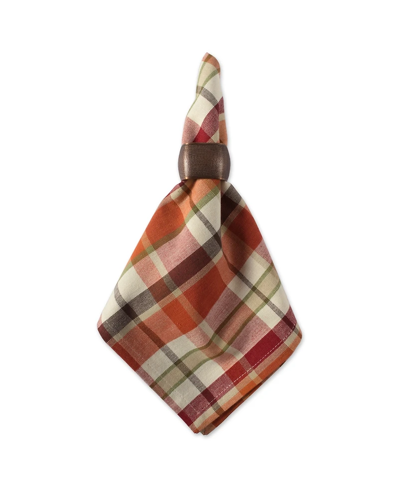 Design Imports Pumpkin Spice Plaid Napkin, Set of 6