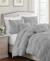 Cathay Home Inc. Floral Pintuck Comforter Set, Full/Queen