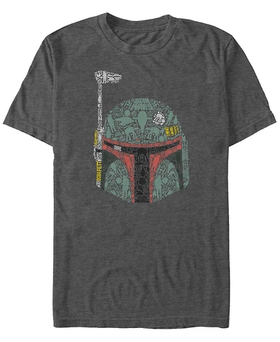 Star Wars Men's Classic Boba Fett Hidden Images Helmet Short Sleeve T-Shirt