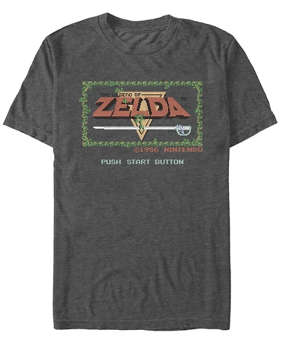Nintendo Men's Legend of Zelda Push Start Button Short Sleeve T-Shirt