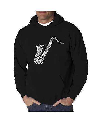 La Pop Art Men's Word Hoodie - Saxophone
