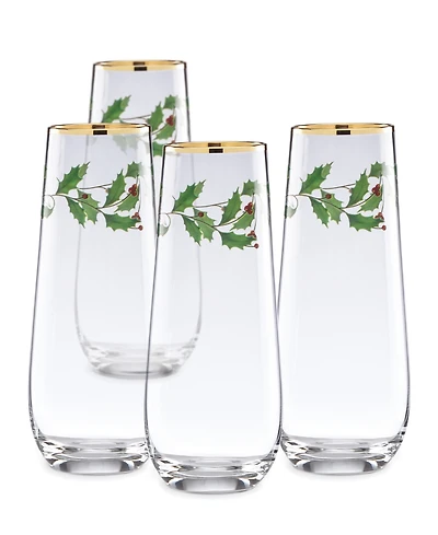 Lenox Holiday Stemless Flutes, Set of 4