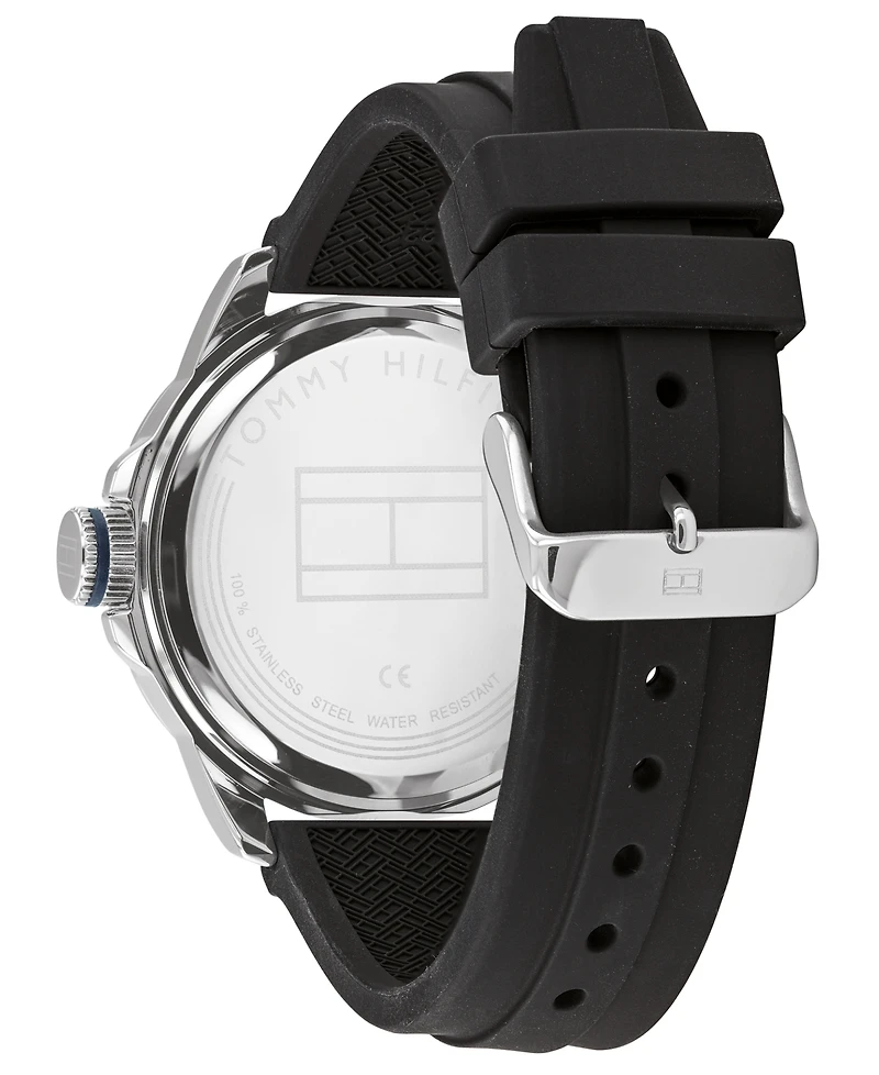 Tommy Hilfiger Men's Black Silicone Strap Watch 44mm, Created for Macy's