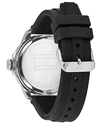Tommy Hilfiger Men's Black Silicone Strap Watch 44mm, Created for Macy's
