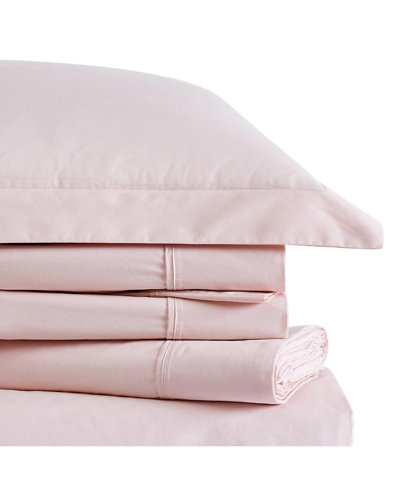 Brooklyn Loom Solid Cotton Percale 4-Pc. Sheet Set