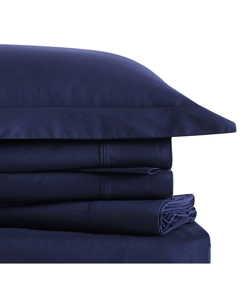 Brooklyn Loom Solid Cotton Percale -Pc. Sheet Set