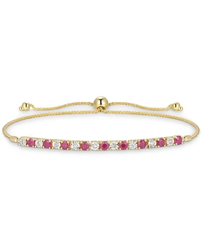 Sapphire (1/2 ct. t.w.) & Diamond (1/20 ct. t.w.) Bolo Bracelet in 14k Gold (Also Available in Ruby & Emerald)