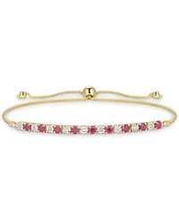 Sapphire (1/2 ct. t.w.) & Diamond (1/20 ct. t.w.) Bolo Bracelet in 14k Gold (Also Available in Ruby & Emerald)